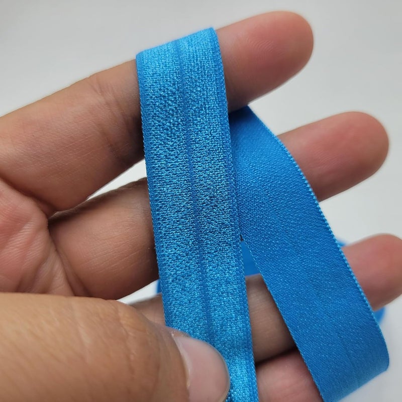 FAYADA Fold Over Elastic,5/8" Foldover FOE Trim Elastic Ribbon,Stretch FOE Band for Hair Ties Headbands Sewing Craft -5 Yards (Nautical Blue) - Image 4
